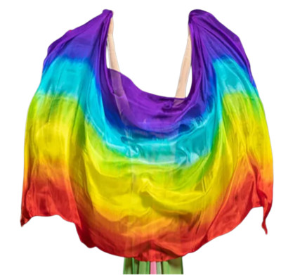 DE 100% Seide Bauchtanz Schleier Gradient Hand Tossed Schal Schleier 250*114CM