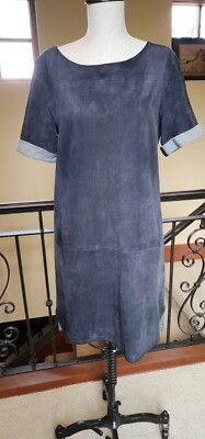 Vince S Leather Suede Dress women Gray Jersey Small xs short