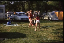 1963 Campsite Rothenburg Germany women kids cars 35mm Kodachrome photo slide