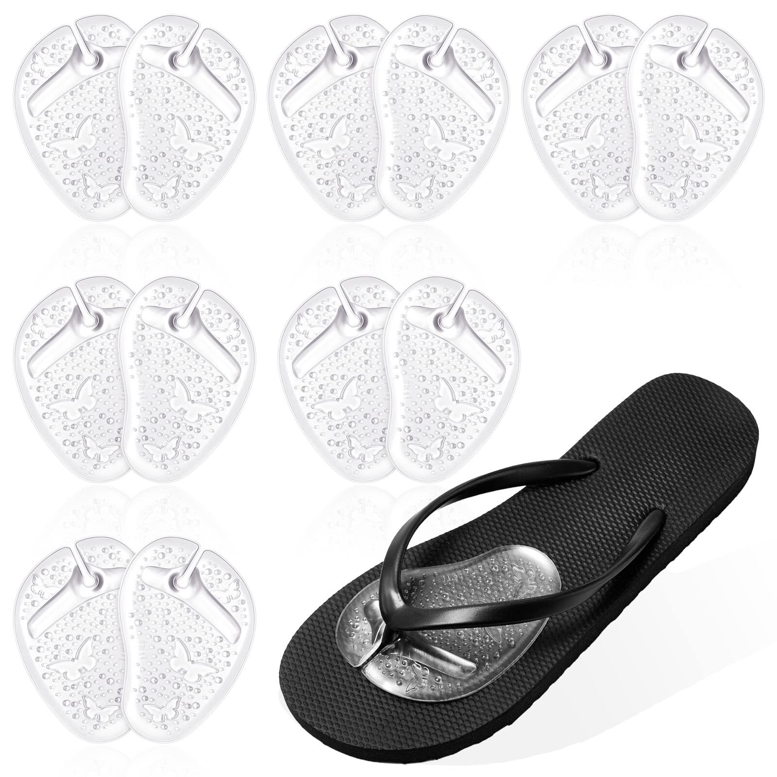 6 Pairs Flip Flop Pads Gel Cushion Inserts for Thong Sandals Slippers