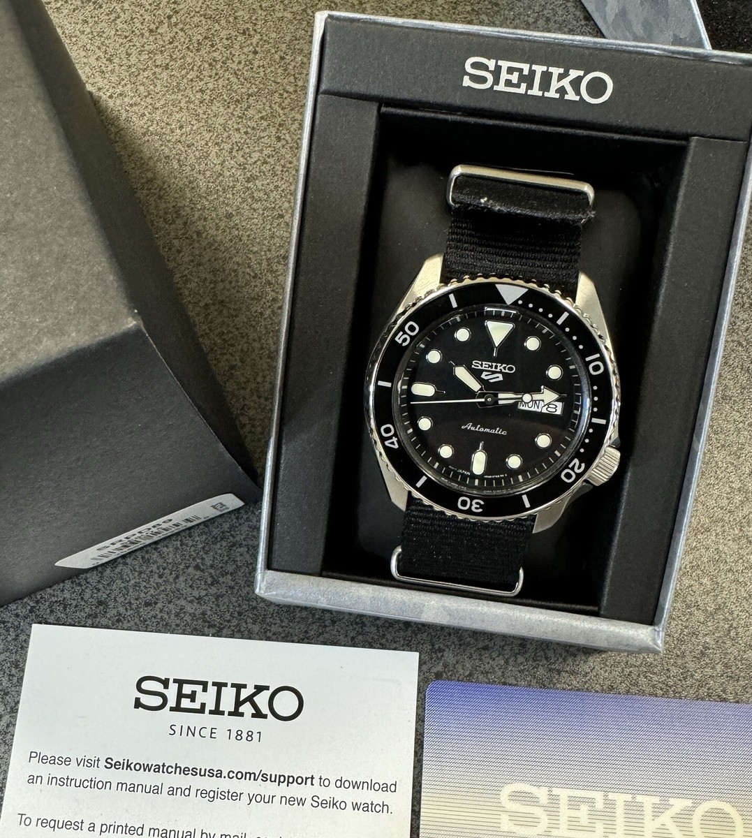 Seiko Sport Mens SRPD89 Black Dial Automatic Nylon Band Watch