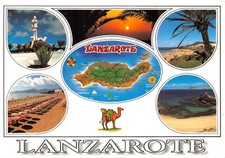 FOREIGN MAP POSTCARDS LANZAROTE CANARY ISLANDS CONTINENTAL SIZE GOOD PLUS