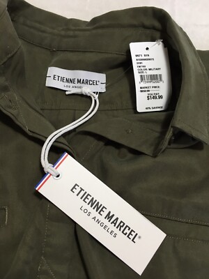 New NWT ETIENNE MARCEL Button-Up Women's Green Military Dress Top