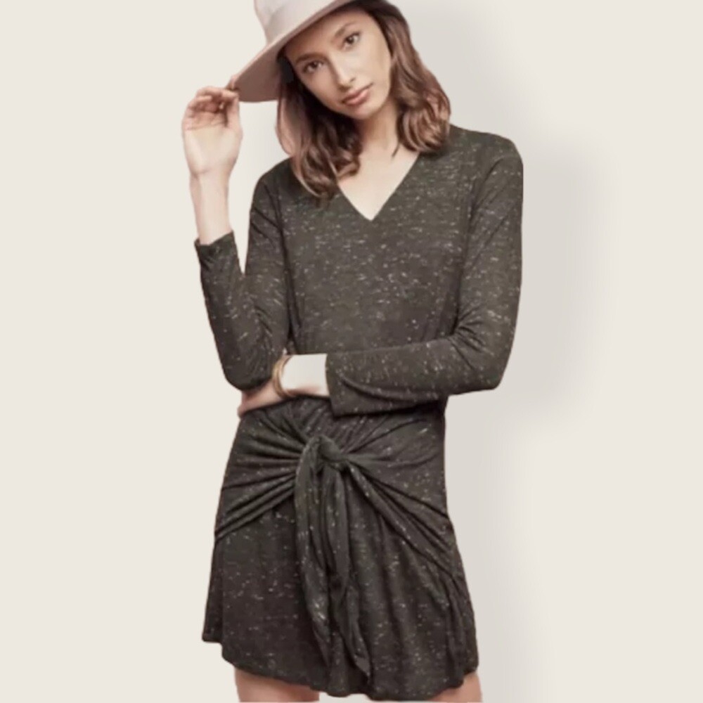 Anthropologie Dolan Jersey Slub Knit Mini Dress Small Womens Long Sleeve  Gray