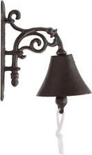 Outdoor Dinner Bell, Rustic Vintage Large Cast Iron Wall Mounted Metal Door Bell