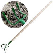 REKORD Garten Kultivator Rasen Erde Pflanz Gewächshaus Stahl grün 3 Zinken 135cm