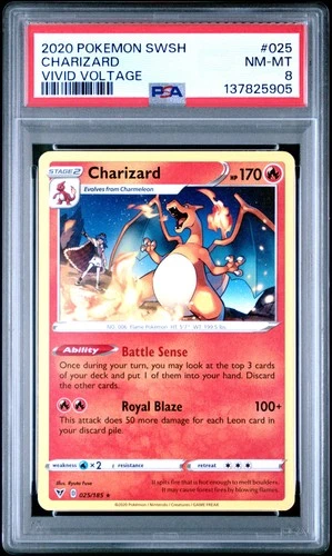2020 POKEMON SWORD & SHIELD VIVID VOLTAGE #025 CHARIZARD PSA 8