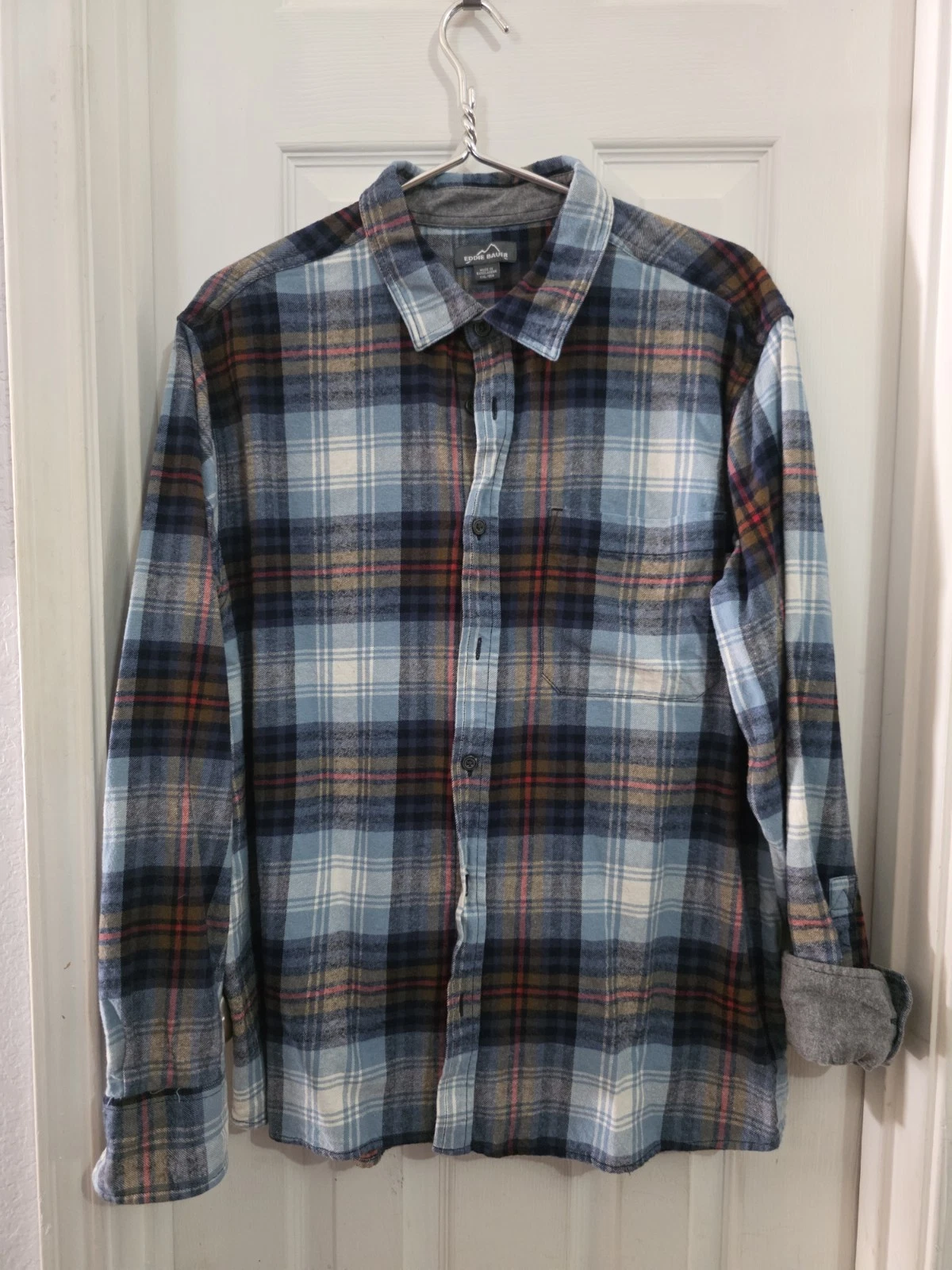 Eddie Bauer Men's Long Sleeve Flannel Shirt, Button-Up, Plaid, 2XL Multicolor
