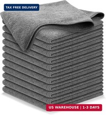 USANOOKS Microfiber Cleaning Cloth Grey - 12 Pcs 12.5"x12.5" - High Performanc