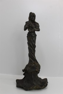 Old possibly antique bronze figure woman flowers sculpture statue bust antique patina x4571