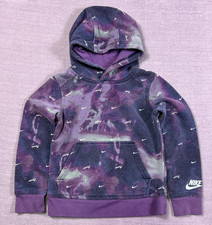 Nike Kids Canyon Purple Marble All-Over Print Fleece Pullover Hoodie Size XS