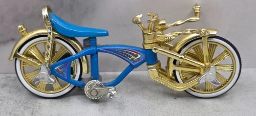 RARE Hot Wheels Lowrider Custom Bike Blue & Gold - Vintage 2001 Mattel 55267