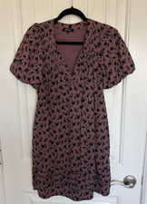 Madewell Tillie Puff Sleeve Mini Dress In Shadow Blooms XXS