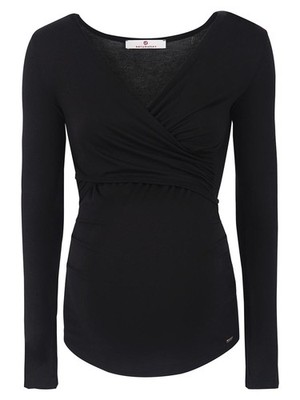 Bellybutton Maternity Damen Umstandsbluse mit langen Ärmeln, Schwarz