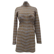 Stella Mccartney Plaid Turtleneck Mini Dress In Wool Women Multicolor Size 40