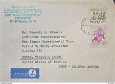 KV)POLAND, PRINTED MATTER COVER, SENT FROM THE AGRICULTURAL ACADEMY ARBORETUM IN