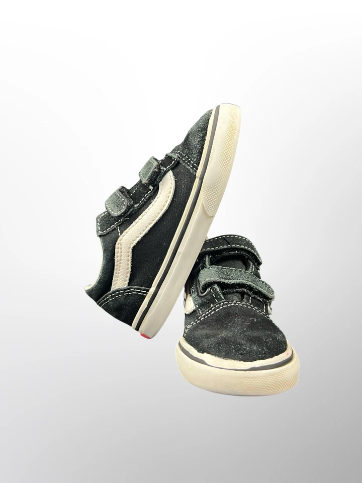 VANS Old Skool V Negro Gamuza Lona Zapatillas bajas Zapatos Niños Talla 8.5 Niño pequeño Foto 3 de 4