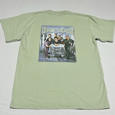 Vintage Scrubs TV Show Promo T-Shirt Mens Medium Green Y2K NBC Sitcom Graphic