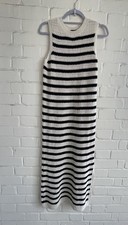 Marks & Spencer Knitted Striped Midi Dress size M Cotton Blend Sleeveless 