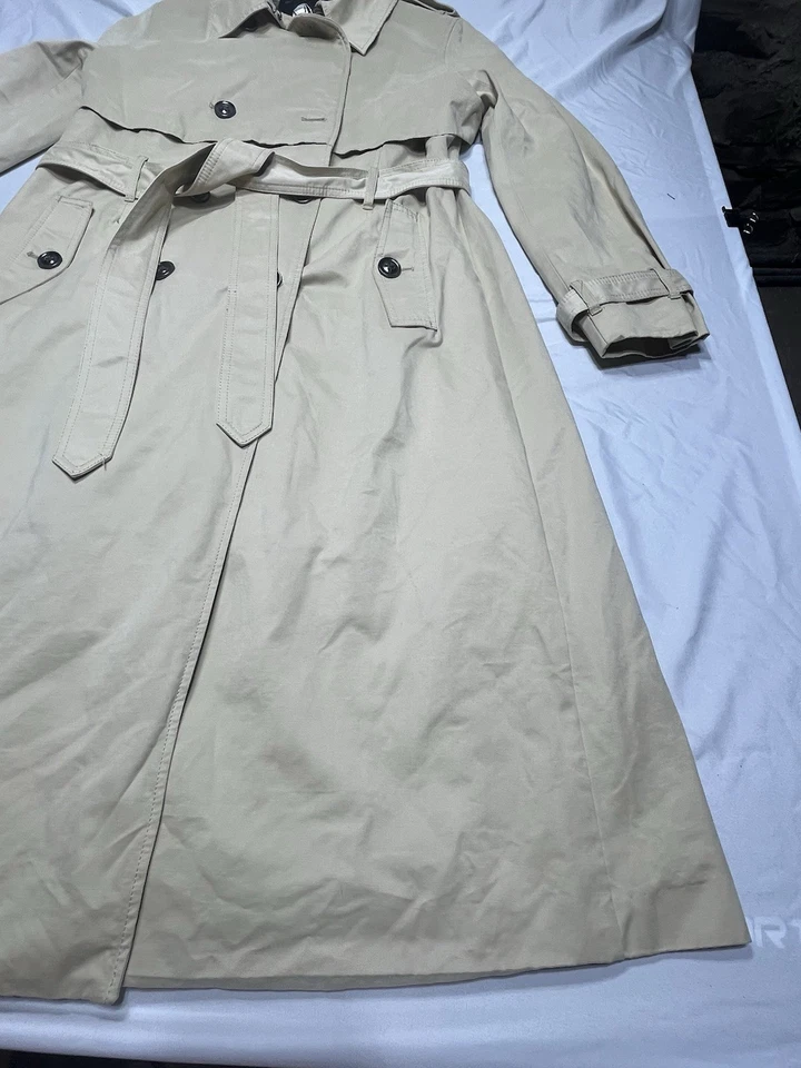 G.E.T. Get Trench Coat Lg Bronceado Impermeable Frontal Botón Cierre Corbata Cintura Foto 2 de 4