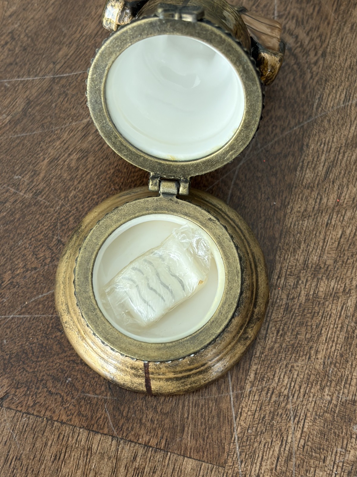 Gold-toned Liberty Bell trinket boxes with hinged lids, featuring small white wax seal and gold-toned metal accents.