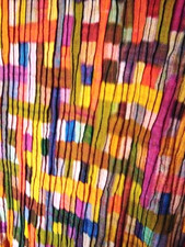 Raga Designs Anthropologie type Silk pleated Dress Orange Blue Green size S NWT