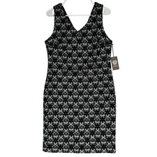 Vince Camuto Black Floral Sleeveless Dress Lined Womens Size Med NWT MSRP $109