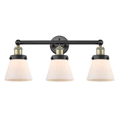 Innovations Edison Small Cone 3Lt 25'' Bath, BKB/White - 616-3W-BAB-G61