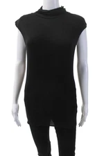 Patrizia Pepe Womens Stretch High Neck Short Sleeve Pullover Top Black Size 2