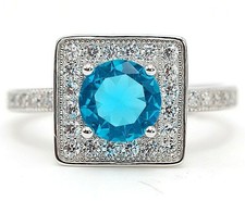 2CT Natural Blue Topaz Topaz 925 Sterling Silver Ring Jewelry Sz 6 GB1-2