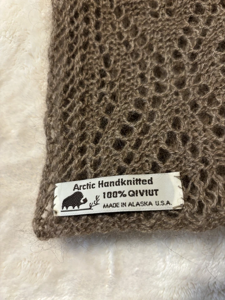 Qiviut Arctic Hand Knitted Scarf Musk Ox Alaska Excellent Used Condition 12x60in - Image 2 of 4