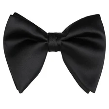 Velvet Pre-tied Adjustable Bow Tie for Men Oversize One Size 056-black-01