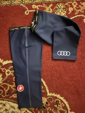 AUDI CASTELLI THERMOFLEX KNEE WARMERS navy cycling mens size large