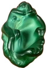 Frantisek Halama Green Malachite Art Deco Nude Woman Bowl Ashtray Carl Schlevogt