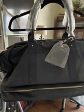 Sole Society Dark Navy Vegan Leather Weekender Duffel Bag