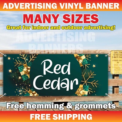 RED CEDAR Advertising Banner Vinyl Mesh Sign Xmas Christmas Trees Sale Fir Pine
