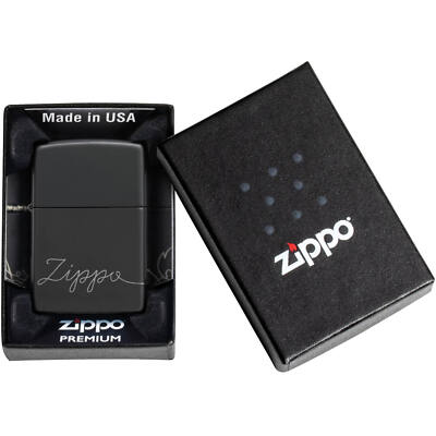 Zippo Windproof Lighter Cursive Flowing Windproof Black Matte with