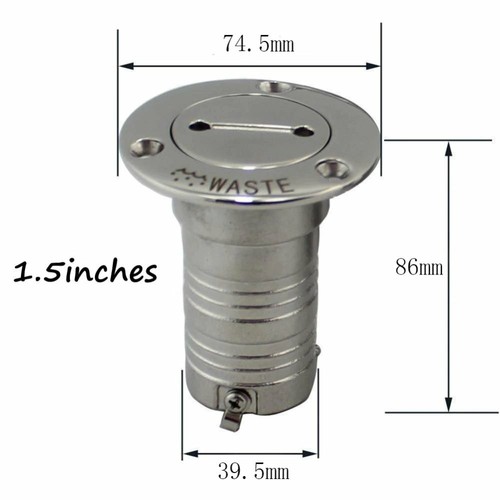 Edelstahl AISI 316 KRAFTSTOFF Deck Füller passt 38 mm Rohr Schraubkappe Boot Camper - Bild 2 von 2