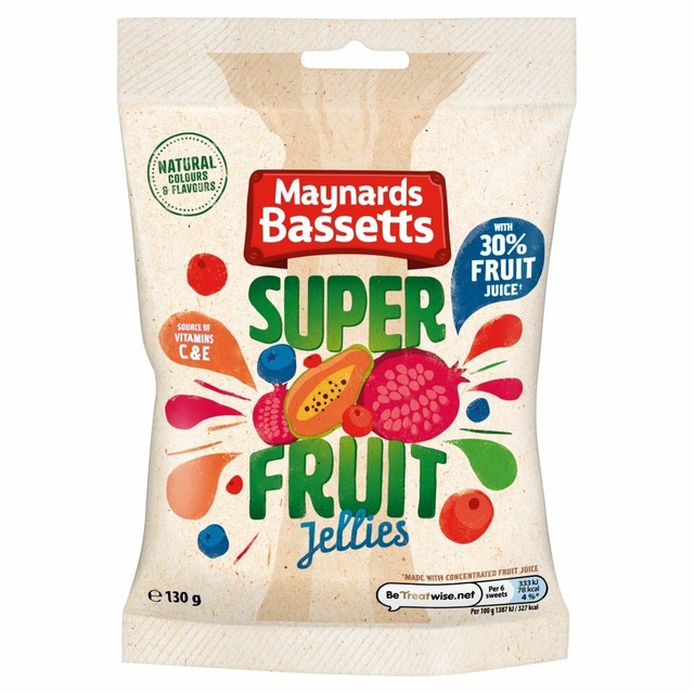 Maynards Bassetts Super Fruit Jellies Sweets Bag 130g for