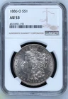 1886 O Morgan Silver Dollar NGC AU-53