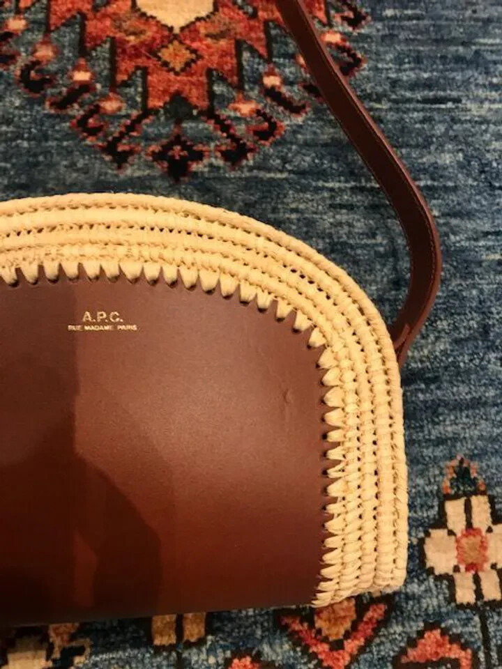 A.P.C Paris Saci Demi Lune mini noisette raffia Bag purse | eBay