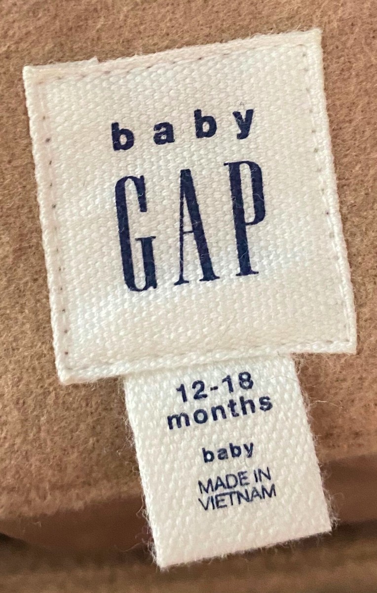 Baby Gap 12-18 Months Girl Dress Pea Coat Jacket Tan Bow Holiday X 