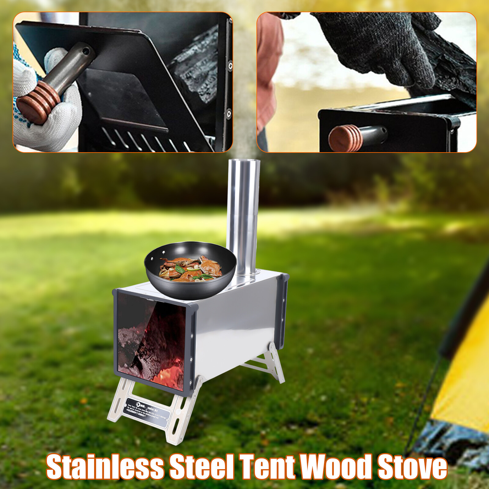 Wood Burning Stove Heater Furnace Tent Stove for Camping Hiking Stainless  Steel | eBay