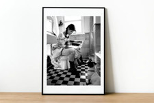 Sandra Bullock On Toilet Poster-Funny Bathroom Print-Digital Oil Painting-591