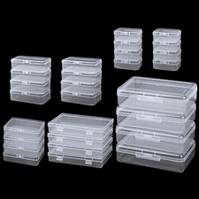 QUEFE 28 Pack Small Plastic Storage Boxes Craft Organizers Rectangular clear