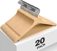 Coat Hanger Heavy Duty for Closet 20 Pack Wood Clothes Hanger Non Slip Thick ...
