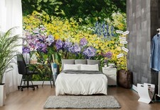 3D Purple Yellow Garden B213 Wallpaper Wall Mural Self-adhesive Allan P Amy