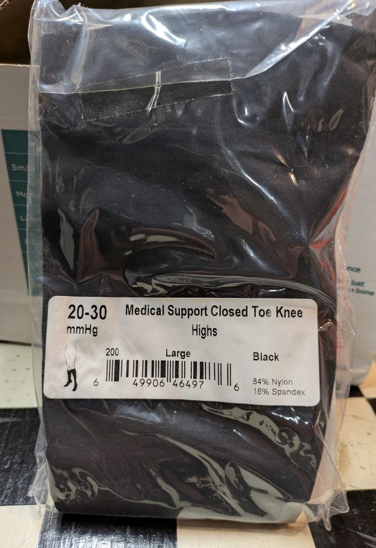 Ames Walker #200 L Compression Stockings Closed Toe Knee High 20-30 mmHg Black