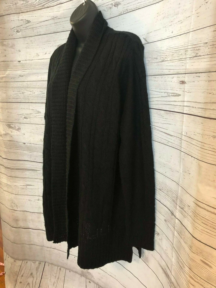 Jason Maxwell Women’s Ribbed Knit Cardigan Open Front Black Size XL - Изображение 3 из 4