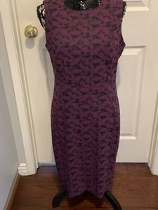purple sheath dress with exposed zipper